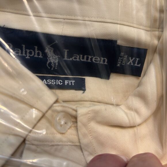 Ralph Lauren Button Down Mens XL Classic Fit Silk Blend Long Sleeve Yellow - Picture 14 of 16